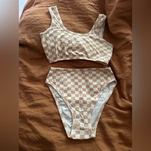 Arq Checkered Matching Set Misha Undies Wide Strap Bra Size M